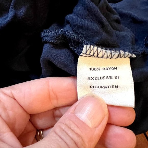 Go CoCo Off the Shoulder Navy Romper Size Medium - Picture 4 of 6